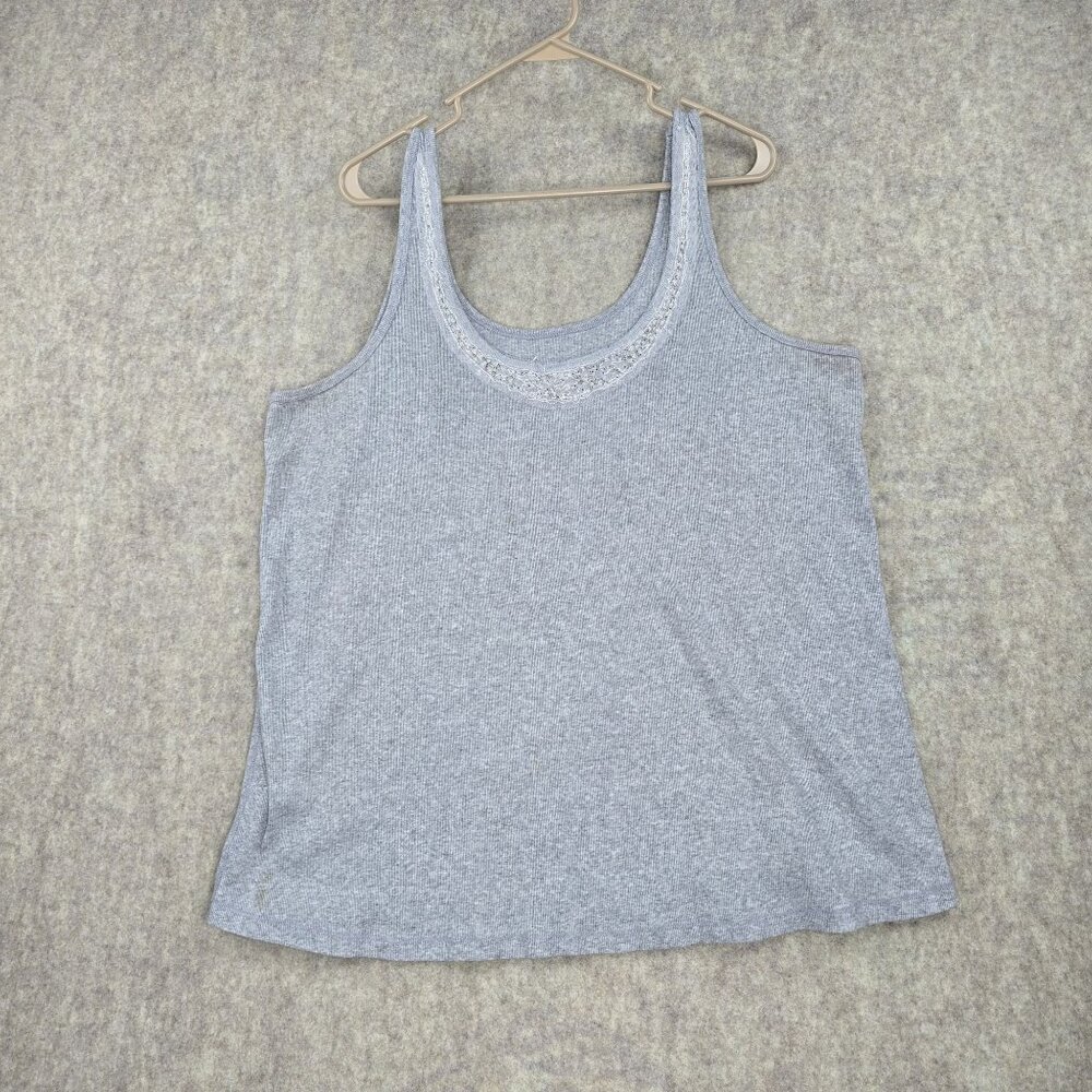 Lane Bryant Womens Tank Top Heather Gray Size 26/28 Cotton Blend Scoop Neck